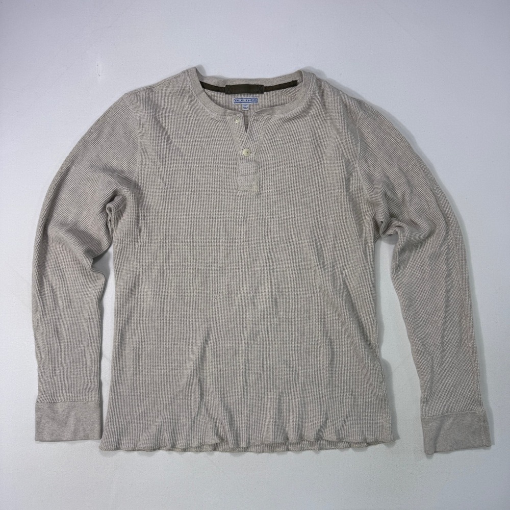 Wallace & Barnes Mens XLT Beige Waffle Knit Henley Shirt Cotton K3965 Modern